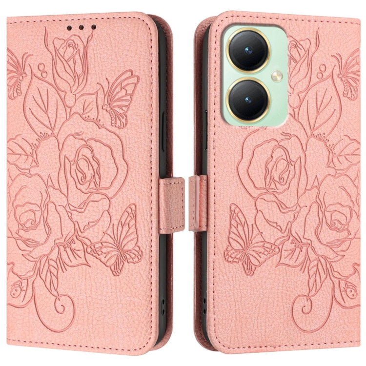 For vivo Y27 4G Global Embossed Rose RFID Anti-theft Leather Phone Case