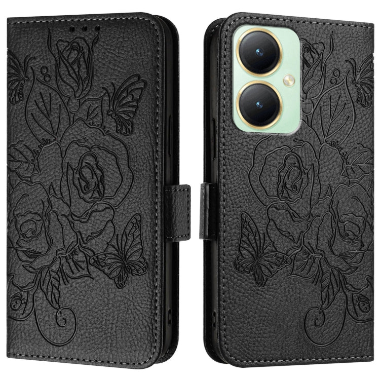 For vivo Y27 4G Global Embossed Rose RFID Anti-theft Leather Phone Case
