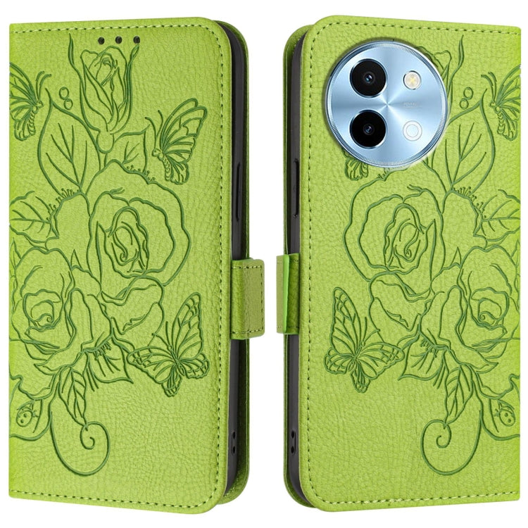 For vivo Y38 5G / Y200i / T3x 5G Embossed Rose RFID Anti-theft Leather Phone Case
