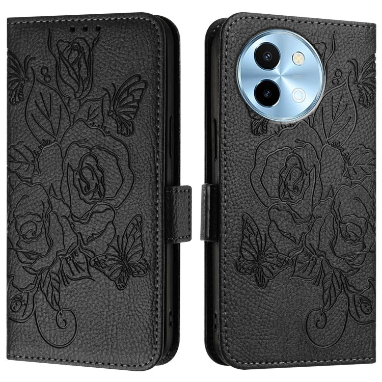 For vivo Y38 5G / Y200i / T3x 5G Embossed Rose RFID Anti-theft Leather Phone Case