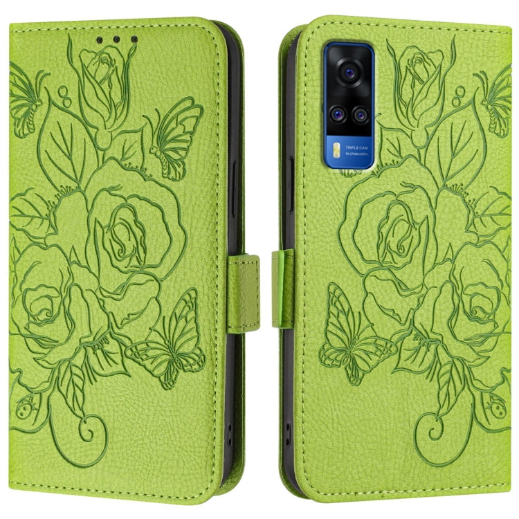 For vivo Y51 2020 India / Y51a 2021 / Y53s 4G Embossed Rose RFID Anti-theft Leather Phone Case