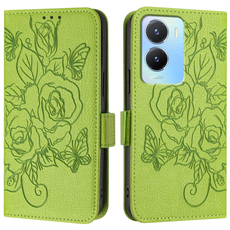 For vivo Y56 5G / Y16 / Y02s Global Embossed Rose RFID Anti-theft Leather Phone Case