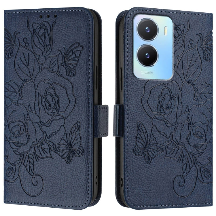 For vivo Y56 5G / Y16 / Y02s Global Embossed Rose RFID Anti-theft Leather Phone Case