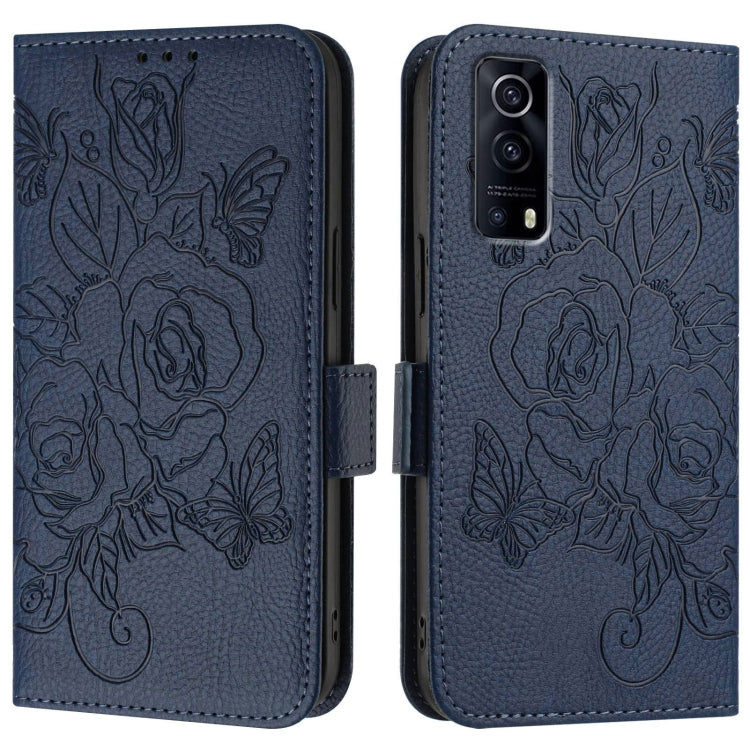 For vivo Y72 5G / Y52 5G / iQOO Z3 Embossed Rose RFID Anti-theft Leather Phone Case