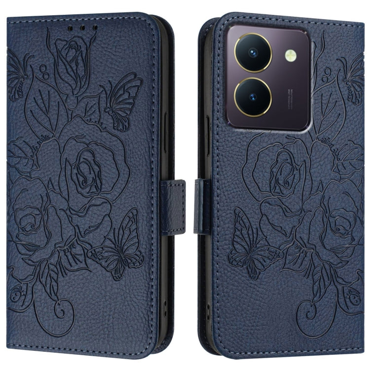 For vivo Y36 5G / 4G / Y27s 4G Global Embossed Rose RFID Anti-theft Leather Phone Case