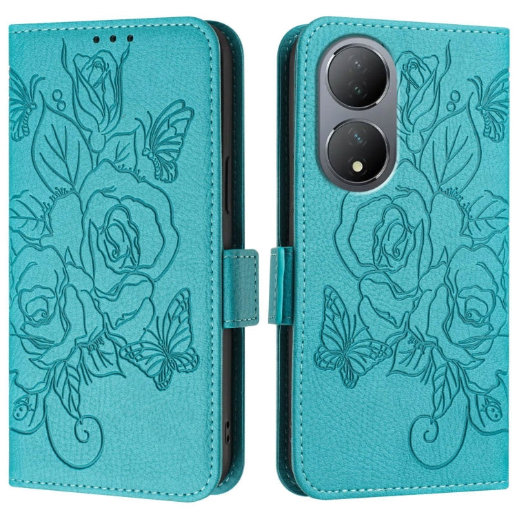 For vivo Y100 5G Global Embossed Rose RFID Anti-theft Leather Phone Case