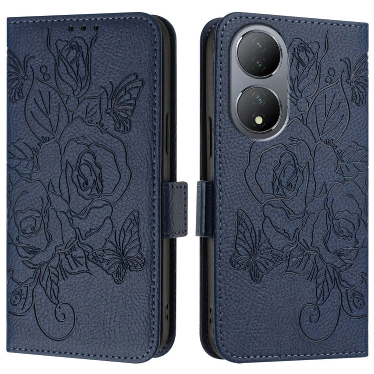 For vivo Y100 5G Global Embossed Rose RFID Anti-theft Leather Phone Case