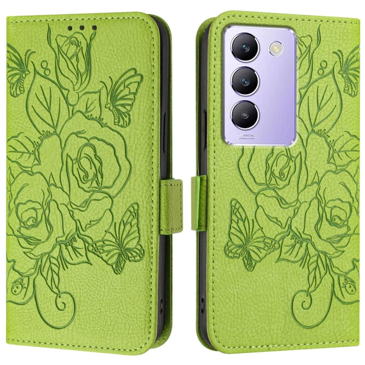 For vivo Y100 5G / T3 5G IDN Embossed Rose RFID Anti-theft Leather Phone Case