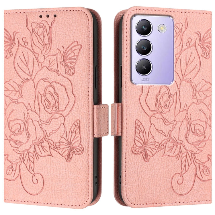 For vivo Y100 5G / T3 5G IDN Embossed Rose RFID Anti-theft Leather Phone Case