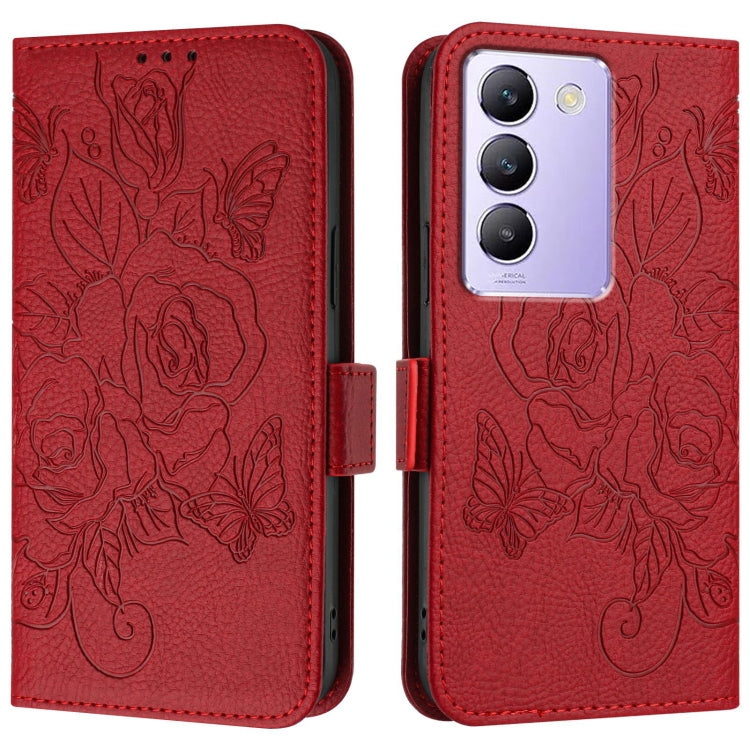 For vivo Y200e 5G Embossed Rose RFID Anti-theft Leather Phone Case