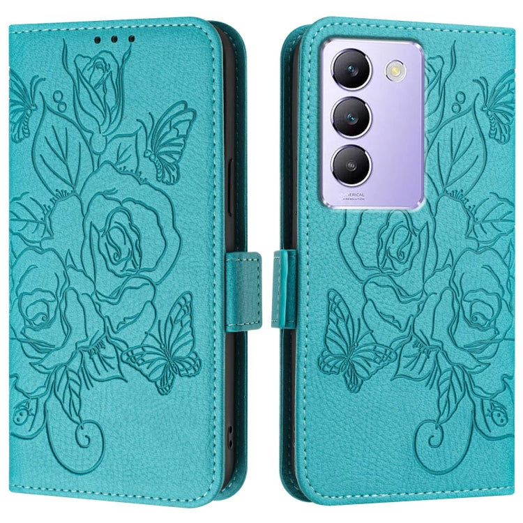 For vivo Y200e 5G Embossed Rose RFID Anti-theft Leather Phone Case
