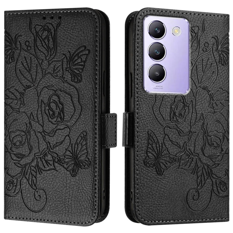 For vivo Y200e 5G Embossed Rose RFID Anti-theft Leather Phone Case