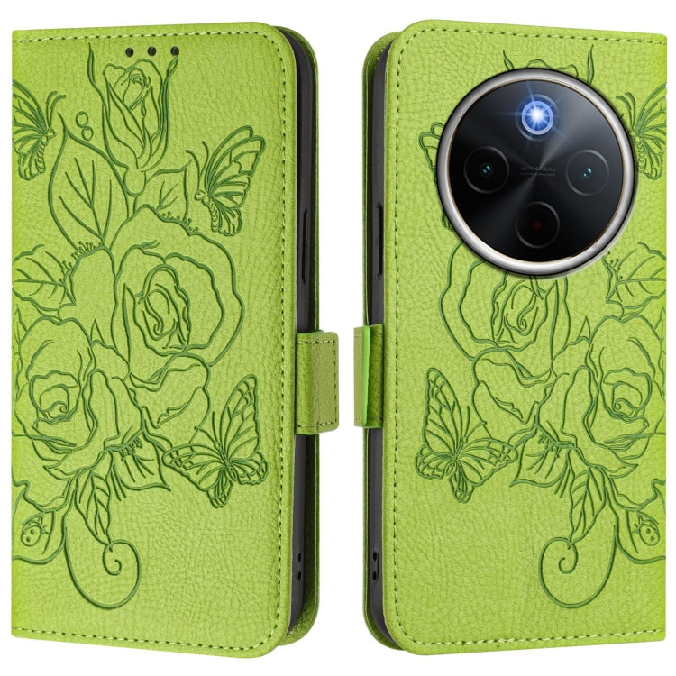 For vivo Y300 Pro Embossed Rose RFID Anti-theft Leather Phone Case