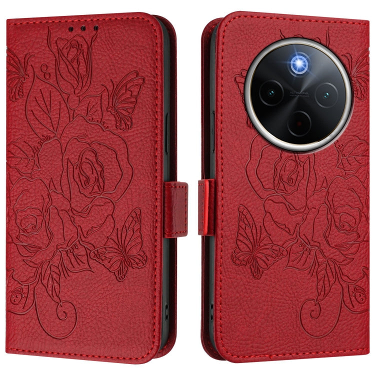 For vivo Y300 Pro Embossed Rose RFID Anti-theft Leather Phone Case