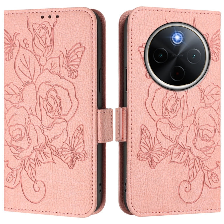 For vivo Y300 Pro Embossed Rose RFID Anti-theft Leather Phone Case