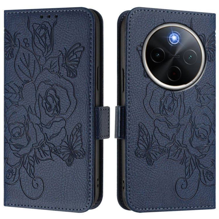 For vivo Y300 Pro Embossed Rose RFID Anti-theft Leather Phone Case