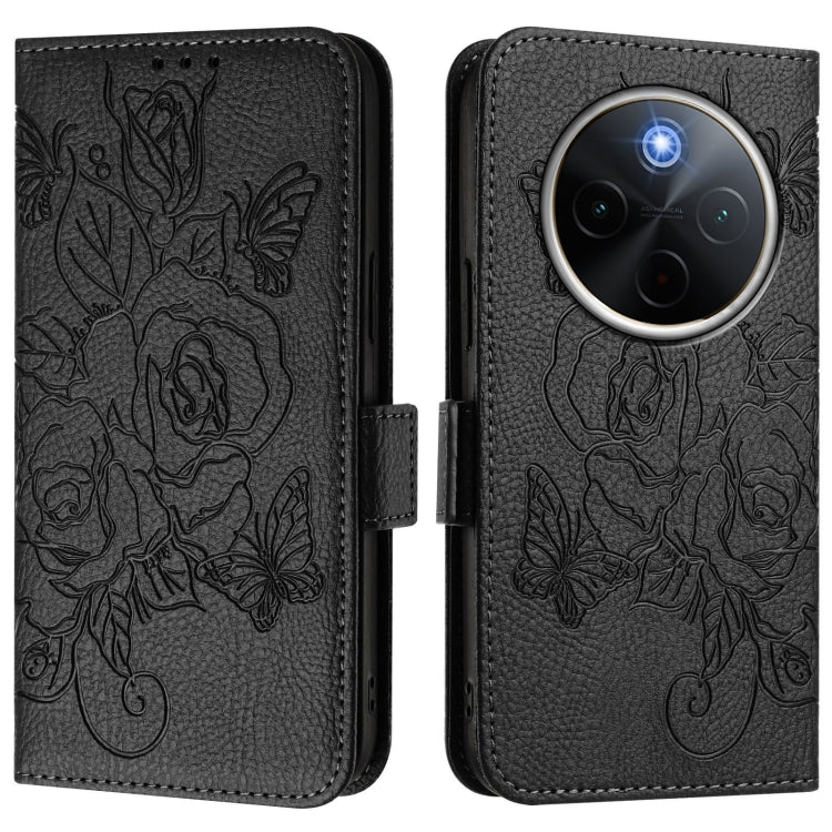 For vivo Y300 Pro Embossed Rose RFID Anti-theft Leather Phone Case