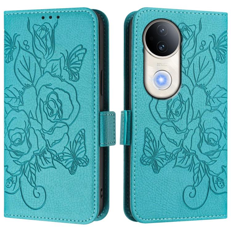 For vivo S20 5G Embossed Rose RFID Anti-theft Leather Phone Case