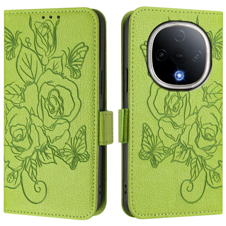For vivo Y300 5G Embossed Rose RFID Anti-theft Leather Phone Case