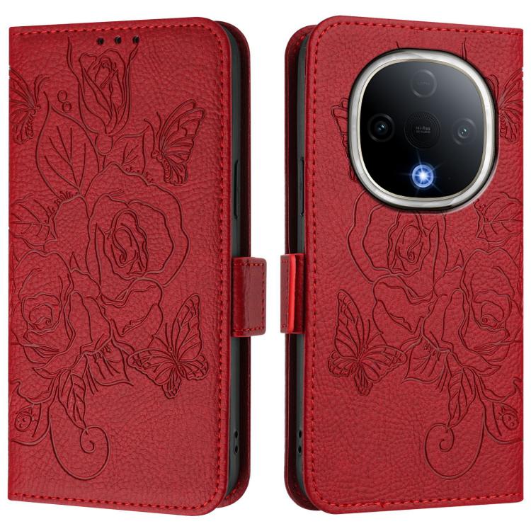 For vivo Y300 5G Embossed Rose RFID Anti-theft Leather Phone Case