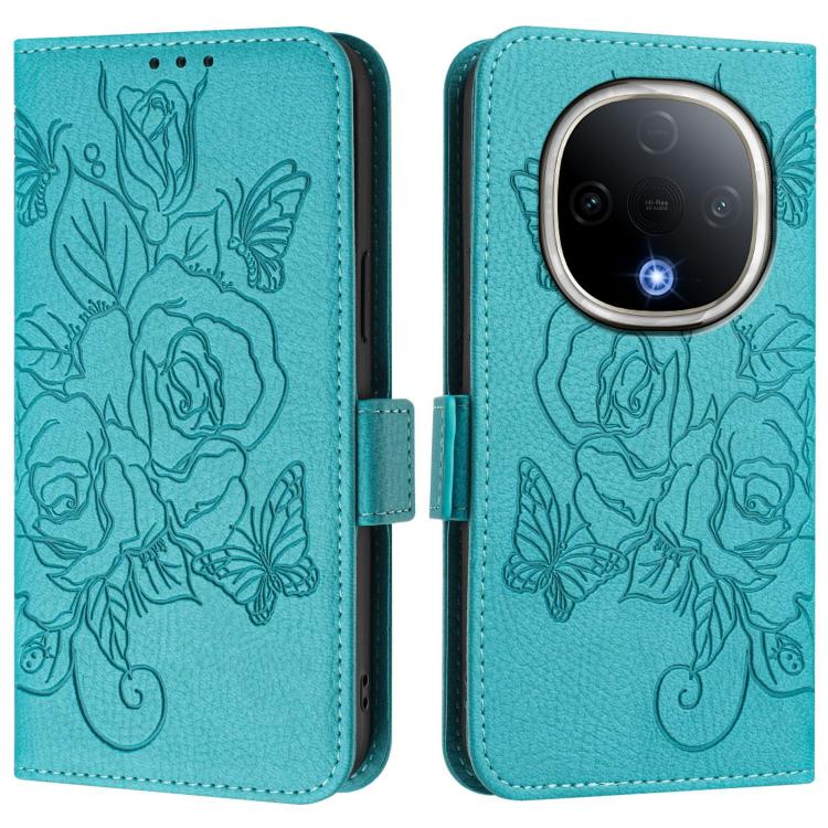 For vivo Y300 5G Embossed Rose RFID Anti-theft Leather Phone Case