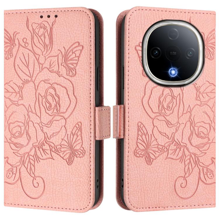 For vivo Y300 5G Embossed Rose RFID Anti-theft Leather Phone Case
