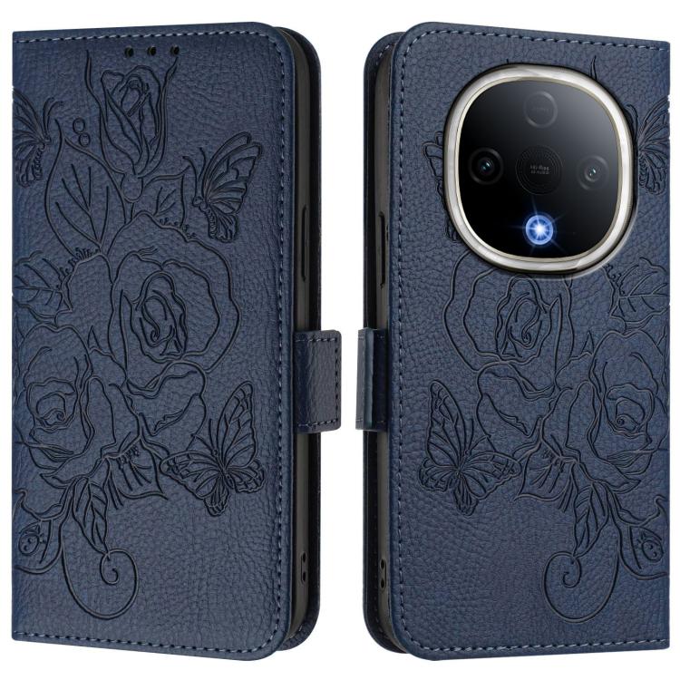 For vivo Y300 5G Embossed Rose RFID Anti-theft Leather Phone Case