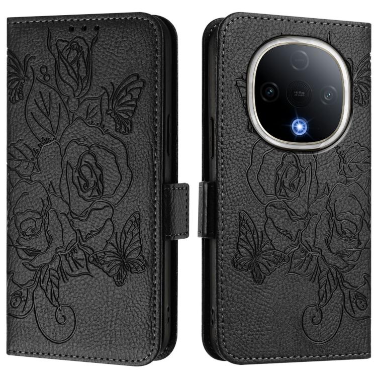 For vivo Y300 5G Embossed Rose RFID Anti-theft Leather Phone Case