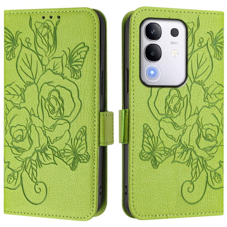 For vivo Y29 4G Global Embossed Rose RFID Anti-theft Leather Phone Case