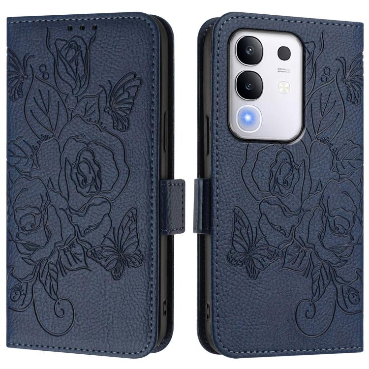 For vivo Y29 4G Global Embossed Rose RFID Anti-theft Leather Phone Case