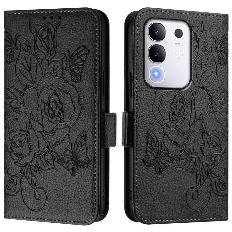 For vivo Y29 4G Global Embossed Rose RFID Anti-theft Leather Phone Case