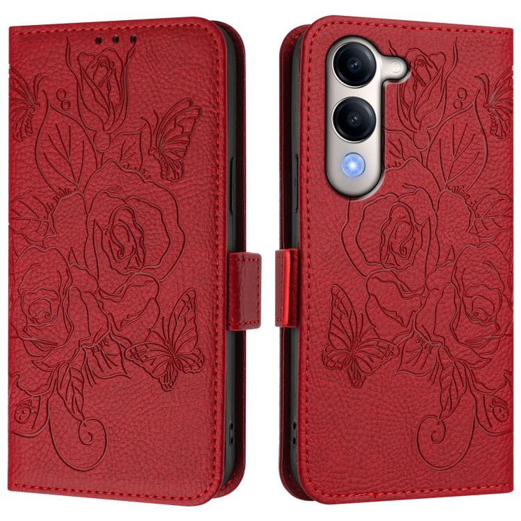 For vivo Y29s 5G / Y04 4G Global Embossed Rose RFID Anti-theft Leather Phone Case