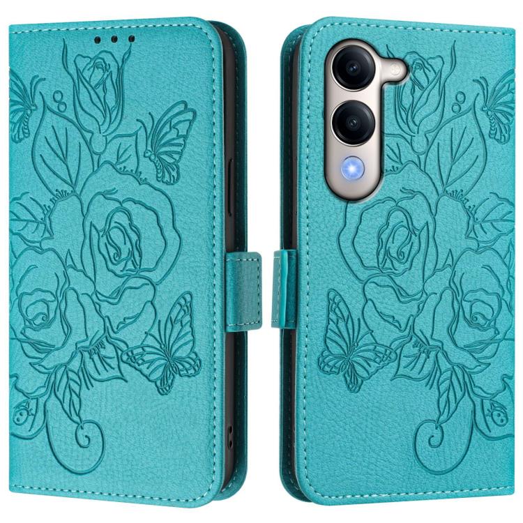 For vivo Y29s 5G / Y04 4G Global Embossed Rose RFID Anti-theft Leather Phone Case
