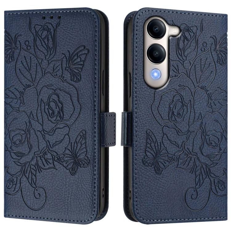 For vivo Y29s 5G / Y04 4G Global Embossed Rose RFID Anti-theft Leather Phone Case