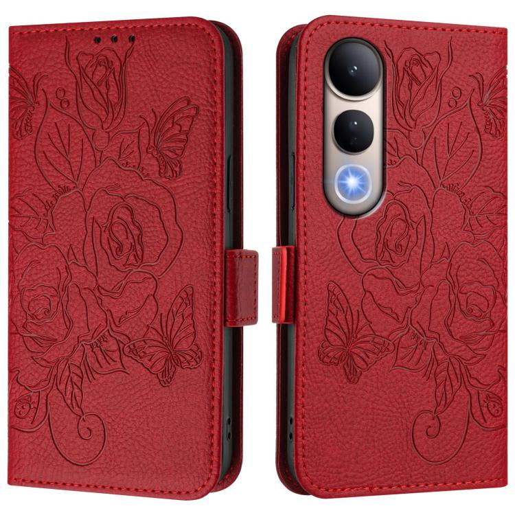 For vivo V50 Lite 5G Embossed Rose RFID Anti-theft Leather Phone Case
