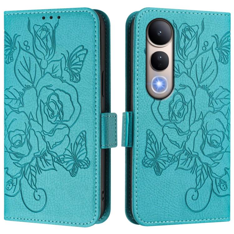 For vivo V50 Lite 5G Embossed Rose RFID Anti-theft Leather Phone Case