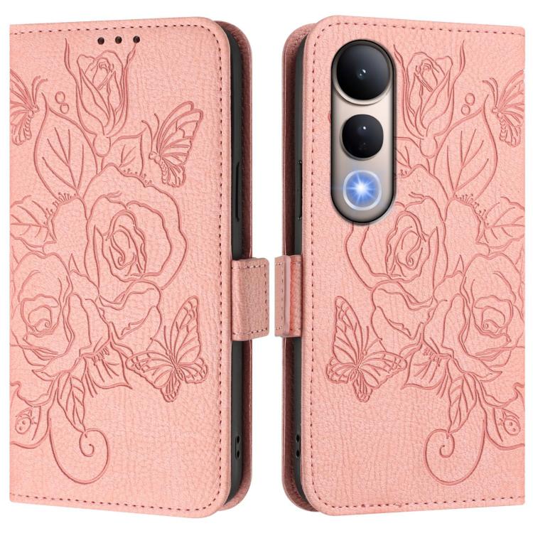 For vivo V50 Lite 5G Embossed Rose RFID Anti-theft Leather Phone Case