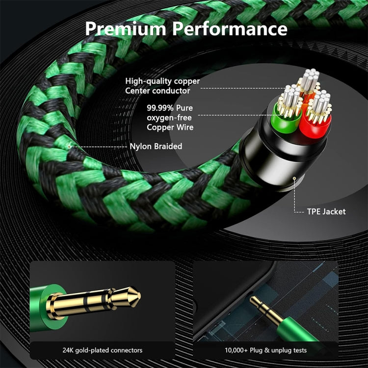 3.5mm Male to Dual 3.5mm Audio + Microphone 2 in 1 Audio Adapter Cable, Length:3m - Green
