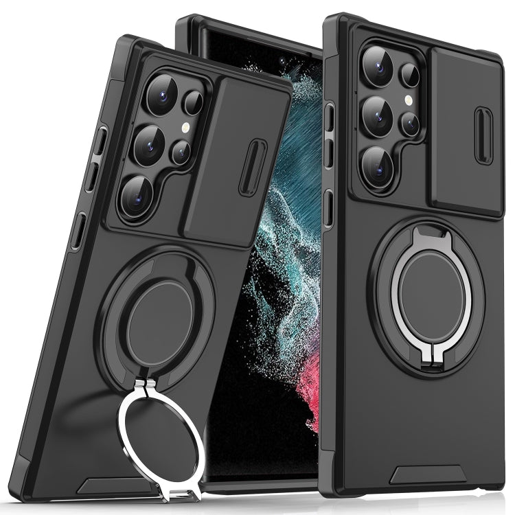 For Samsung Galaxy S22 Ultra 5G Sliding Camshield Ring Holder Phone Case