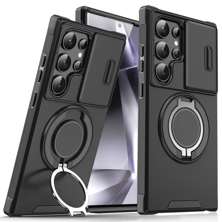 For Samsung Galaxy S25 Ultra 5G Sliding Camshield Ring Holder Phone Case