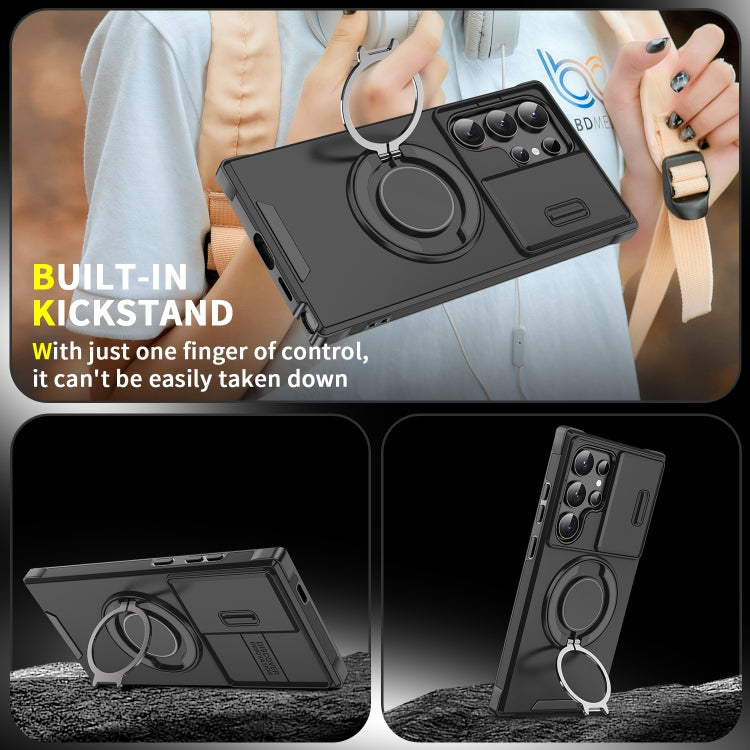 For Samsung Galaxy S25 Ultra 5G Sliding Camshield Ring Holder Phone Case