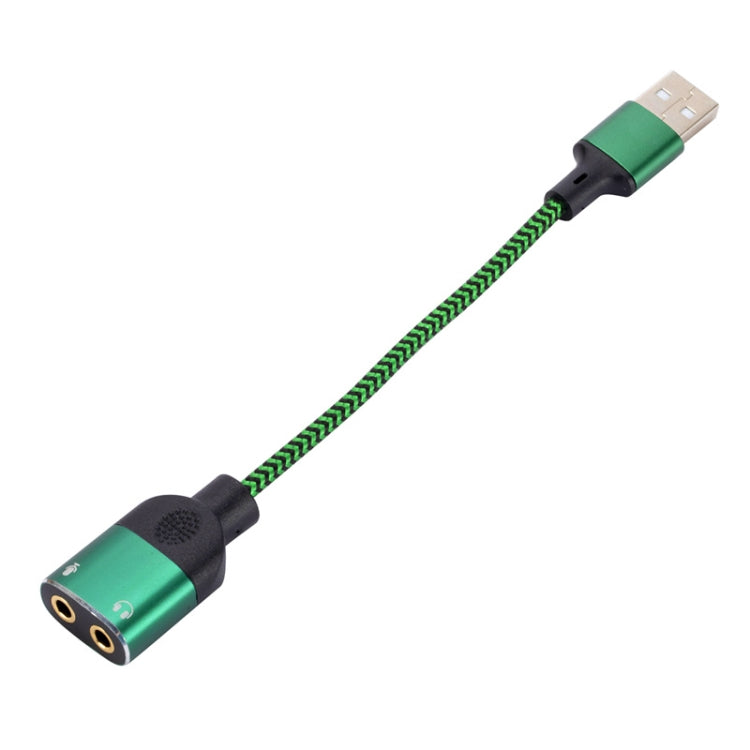 USB-A to Dual 3.5mm Integrated Style Audio Adapter Cable, Length:1m - Green