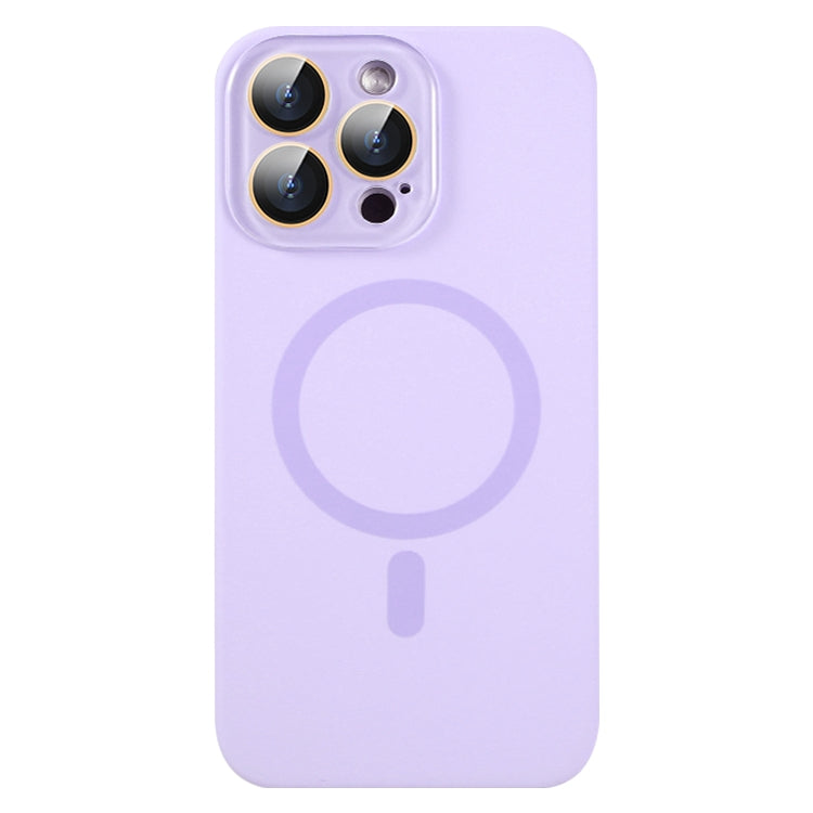 For iPhone 15 Pro Liquid Silicone MagSafe Full Coverage Phone Case with Lens Film
