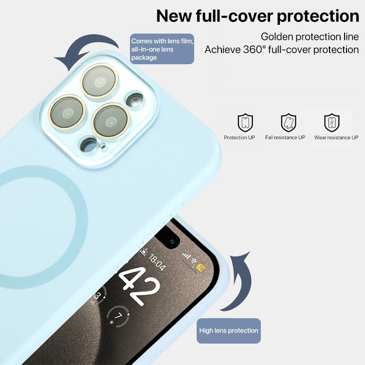For iPhone 13 Liquid Silicone MagSafe Full Coverage Phone Case with Lens Film