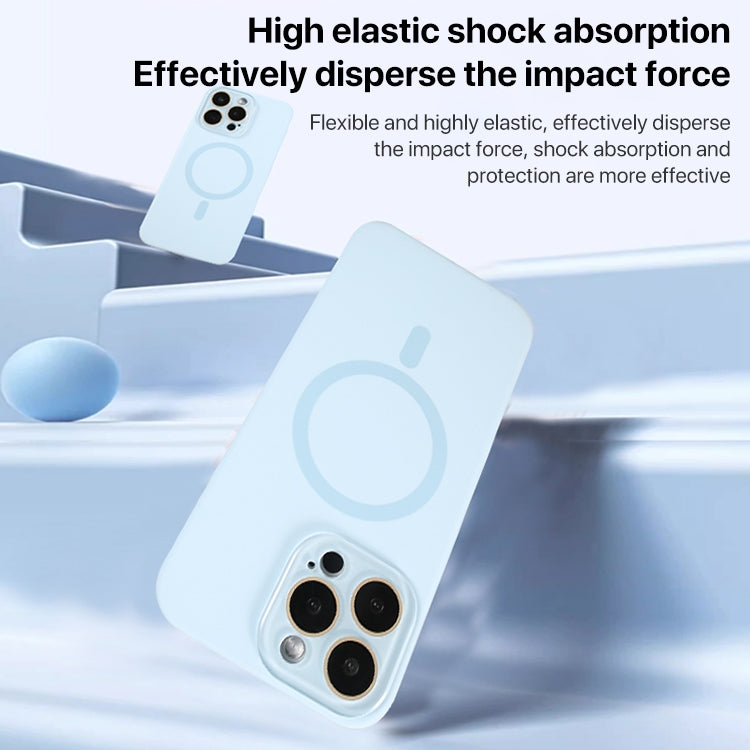 For iPhone 15 Plus Liquid Silicone MagSafe Full Coverage Phone Case with Lens Film