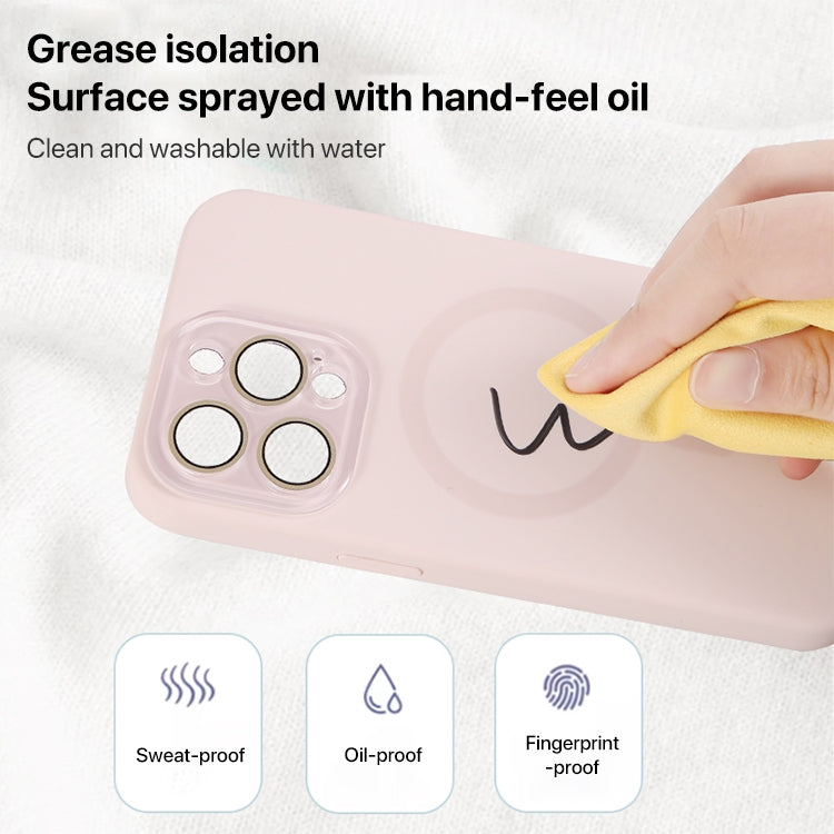 For iPhone 15 Plus Liquid Silicone MagSafe Full Coverage Phone Case with Lens Film