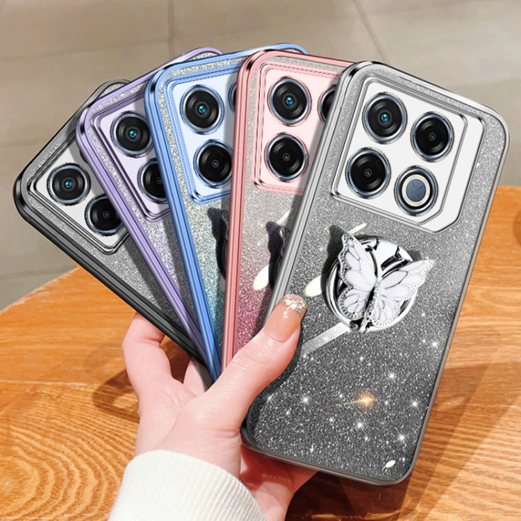 For Infinix GT 20 Pro Plated Gradient Glitter Butterfly Holder TPU Phone Case