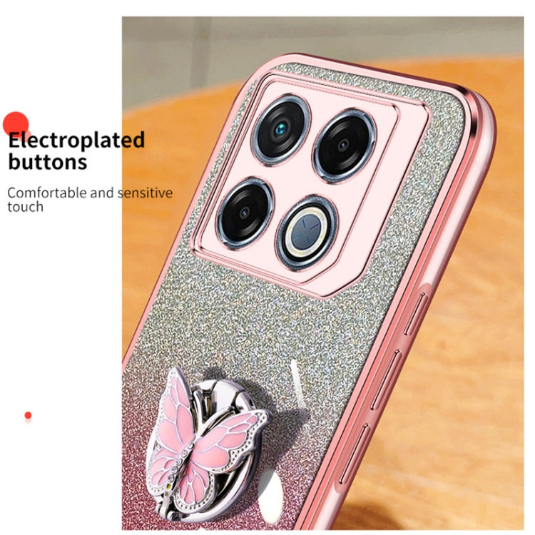 For Infinix GT 20 Pro Plated Gradient Glitter Butterfly Holder TPU Phone Case