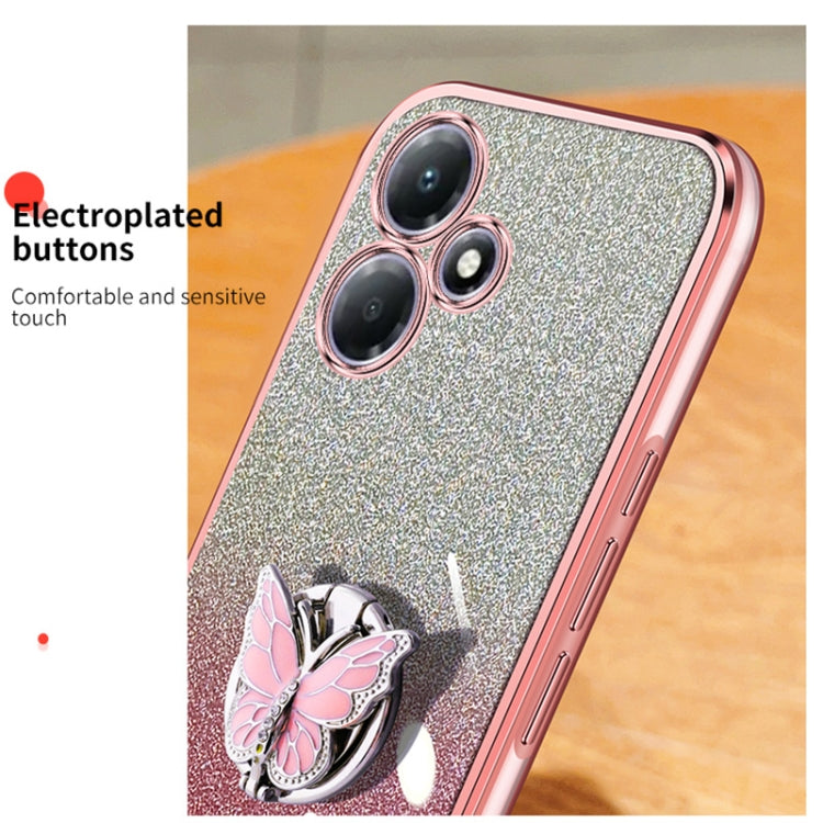 For Infinix Hot 30 Play Plated Gradient Glitter Butterfly Holder TPU Phone Case