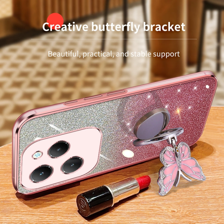 For Infinix Hot 40 Plated Gradient Glitter Butterfly Holder TPU Phone Case
